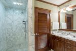 Each residence offers separate jetted tub and stand alone steam shower 
